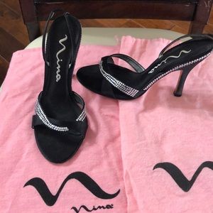 Nina Black with Rhinestone Heels